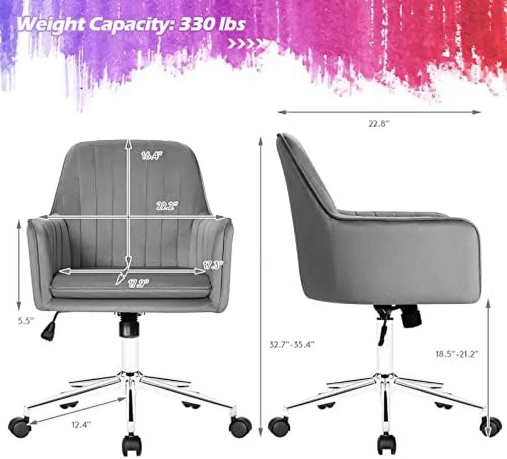Blue Velvet Tufted Swivel Desk Chair C27675