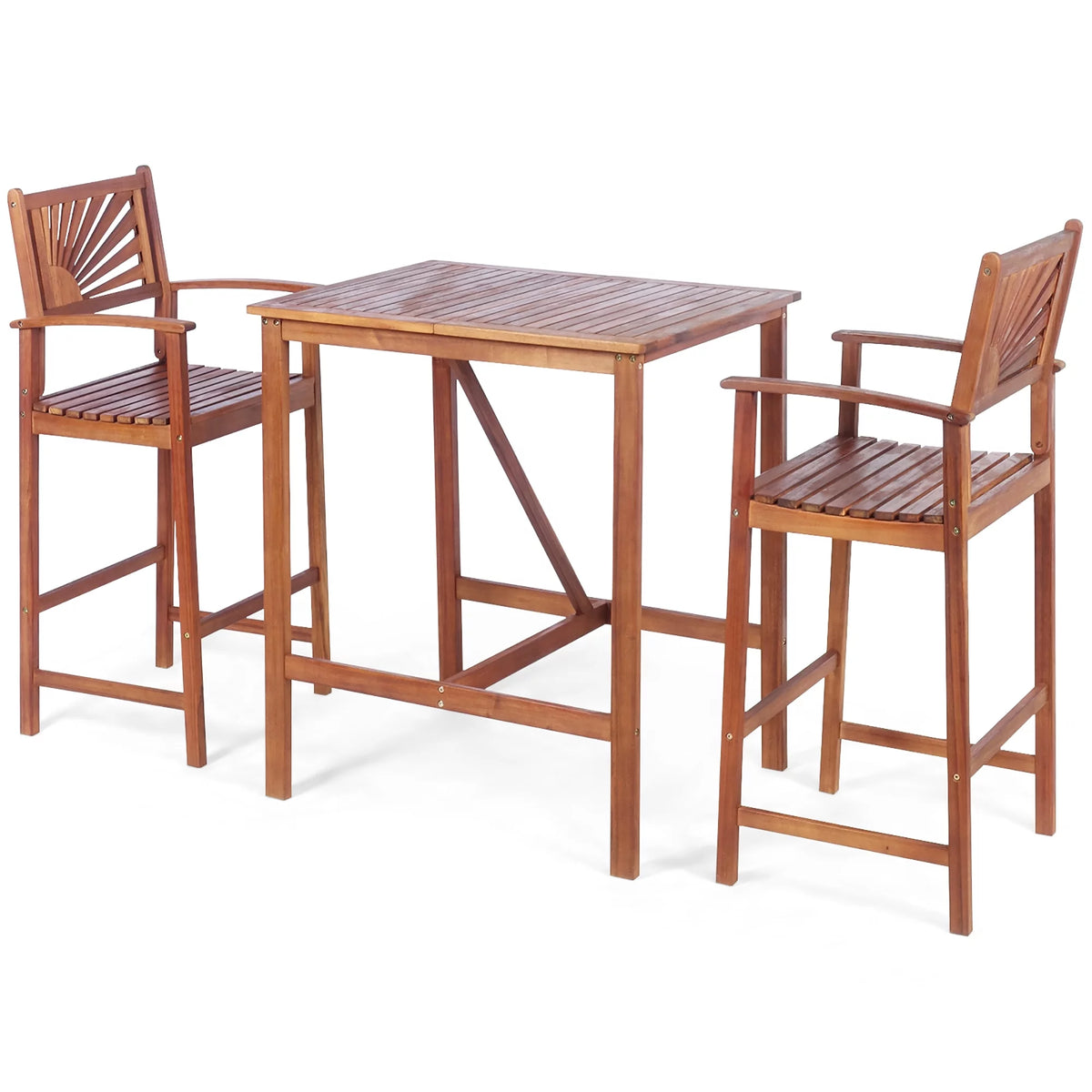 Acacia Wood Bar Height Bistro Dining Set U22641