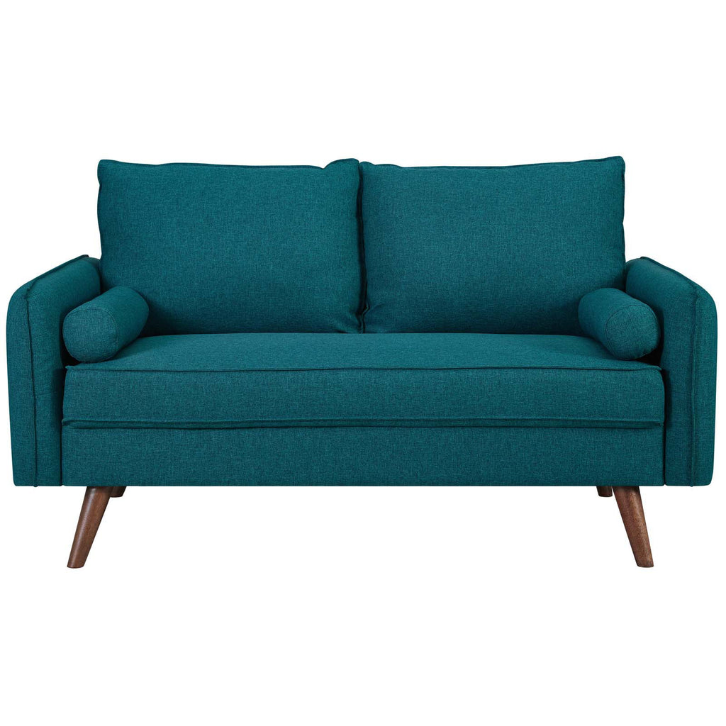 Teal Upholstered Fabric Loveseat K3528