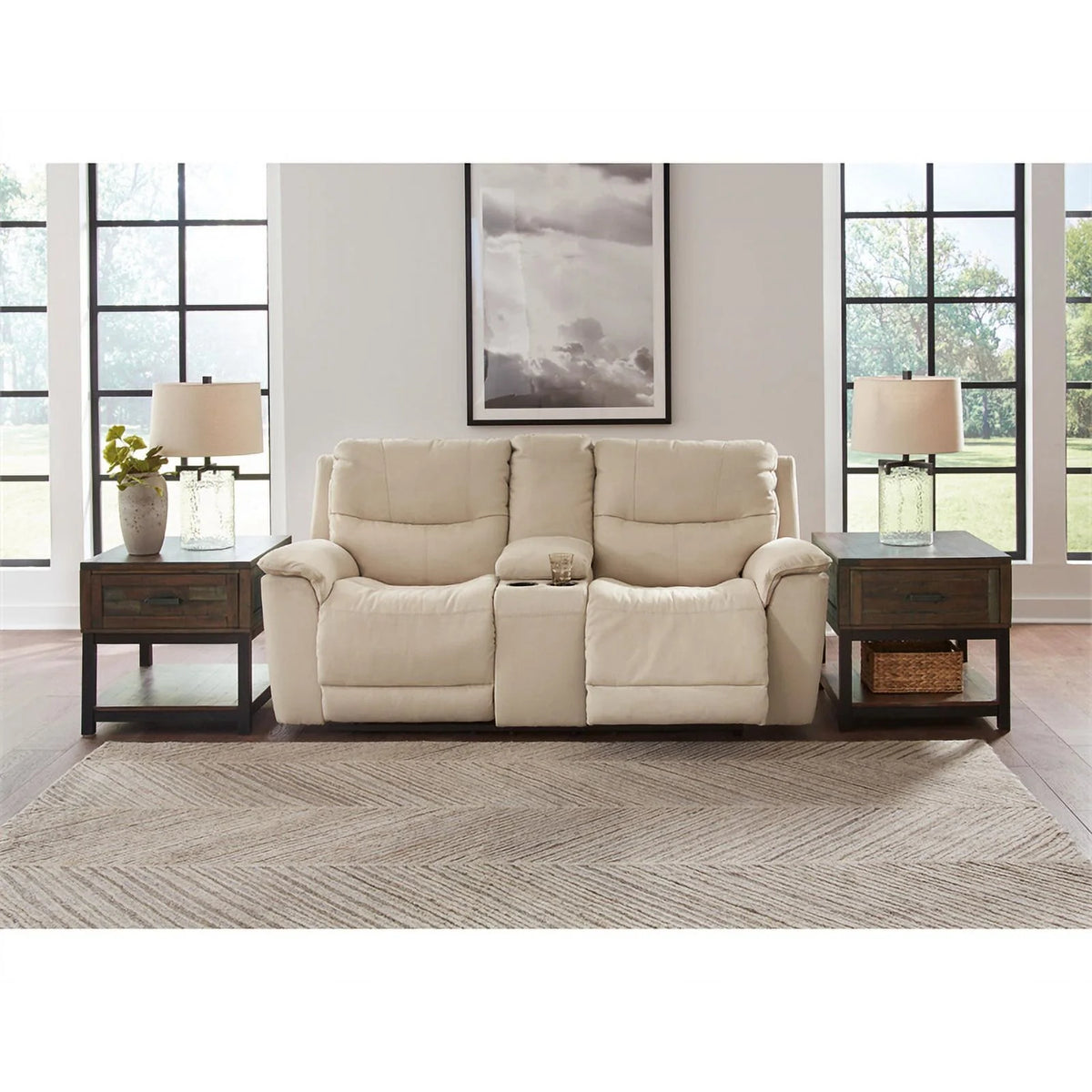 Latte Faux Leather Power Reclining Loveseat C3851