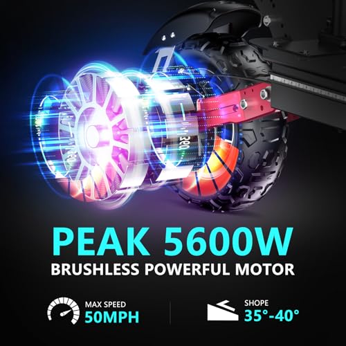 Electric Scooter 5600W Dual Motor 50MPH 45Miles 11" Off Road Folding J926083