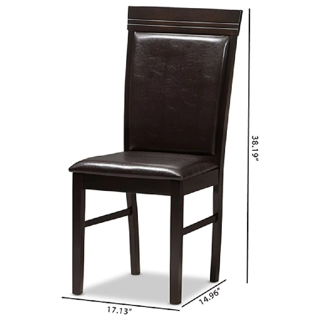 Dark Brown Faux Leather Dining Chair Set of 2 E52861