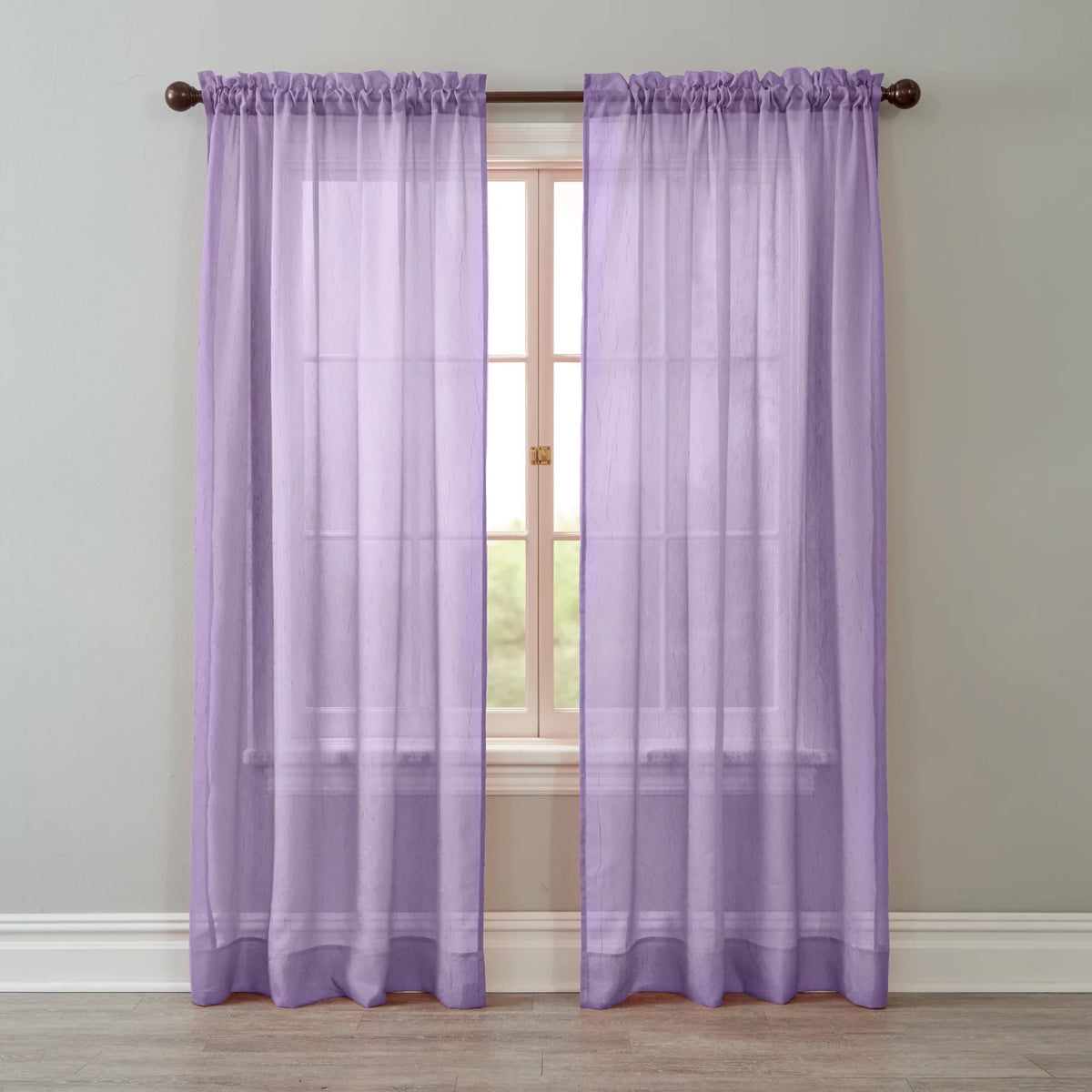 Lilac Crushed Voile Rod-Pocket Window Curtain N895