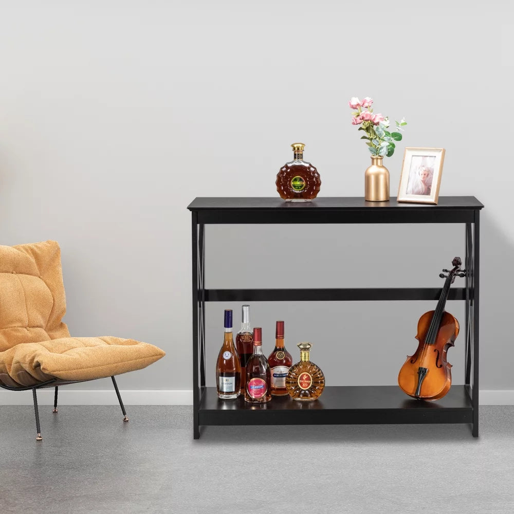Black 2 Tier Console Table D7557