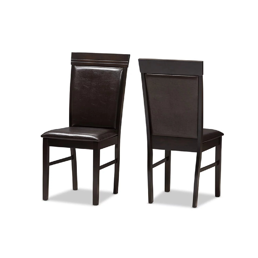 Dark Brown Faux Leather Dining Chair Set of 2 E52861