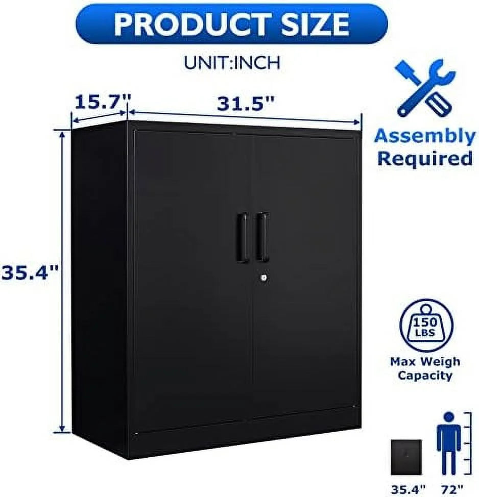 White Metal Cabinet with Locking Doors and 2 Adjustable Shelves Q5968