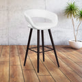 Cappuccino Wood Barstool with White Vinyl M69717