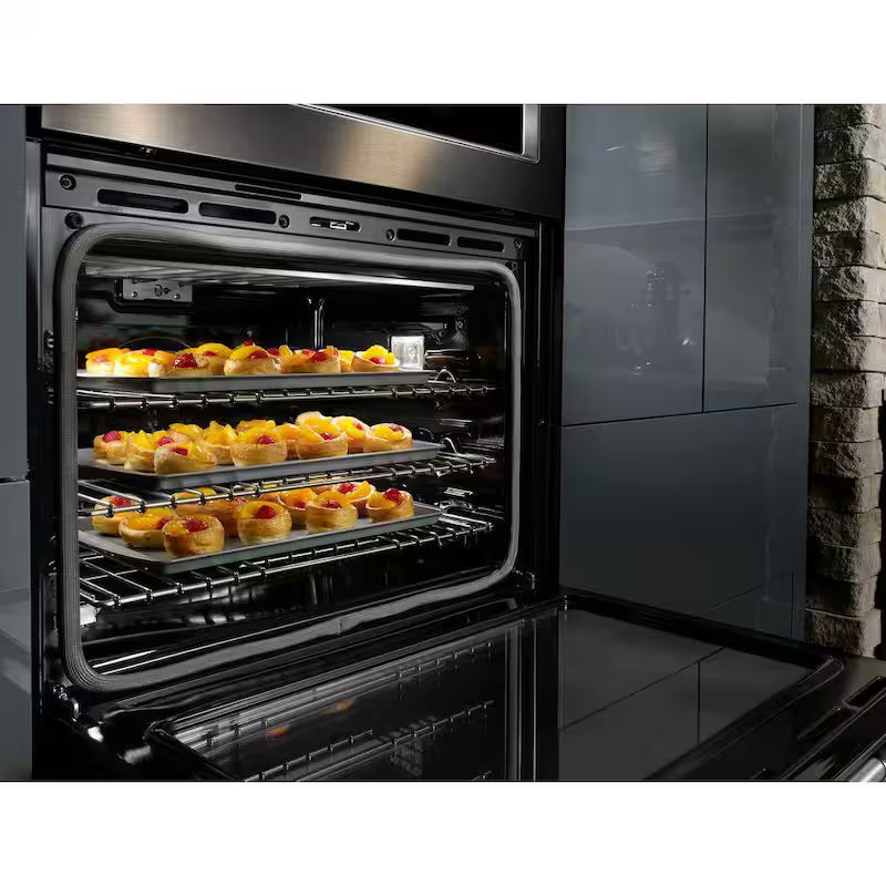 Electric Convection Wall Oven with Built-In Microwave in Black Stainless M260