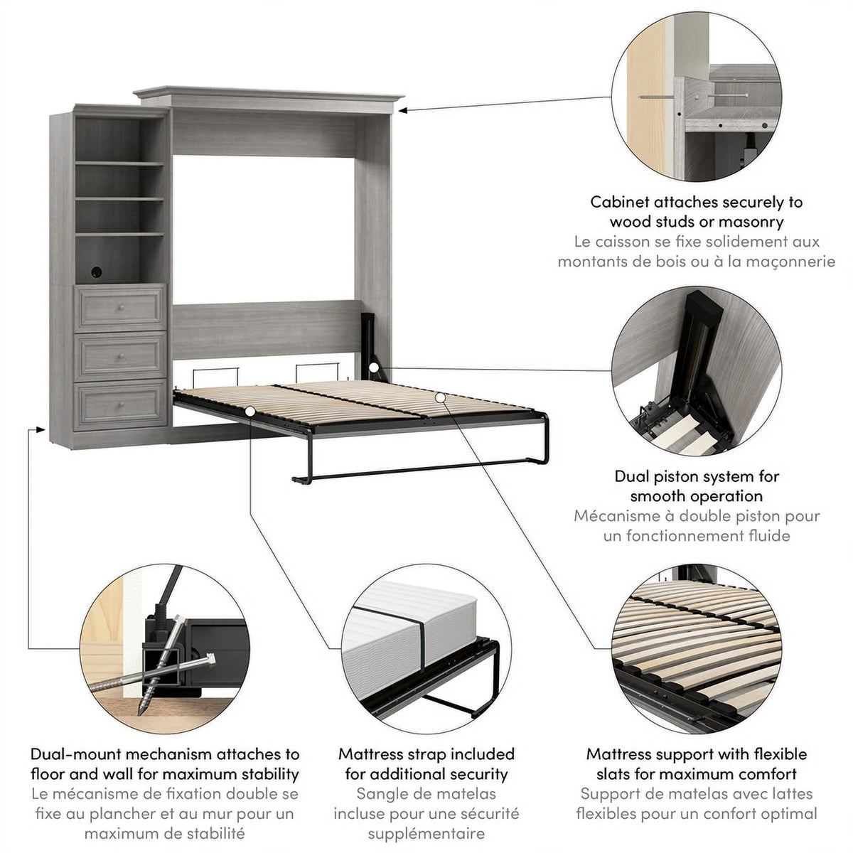 Queen Murphy Bed and Organizer K4694