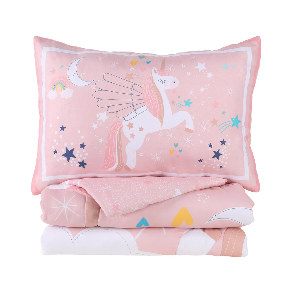 3-Piece Pink Unicorn Crib Bedding Set R781738