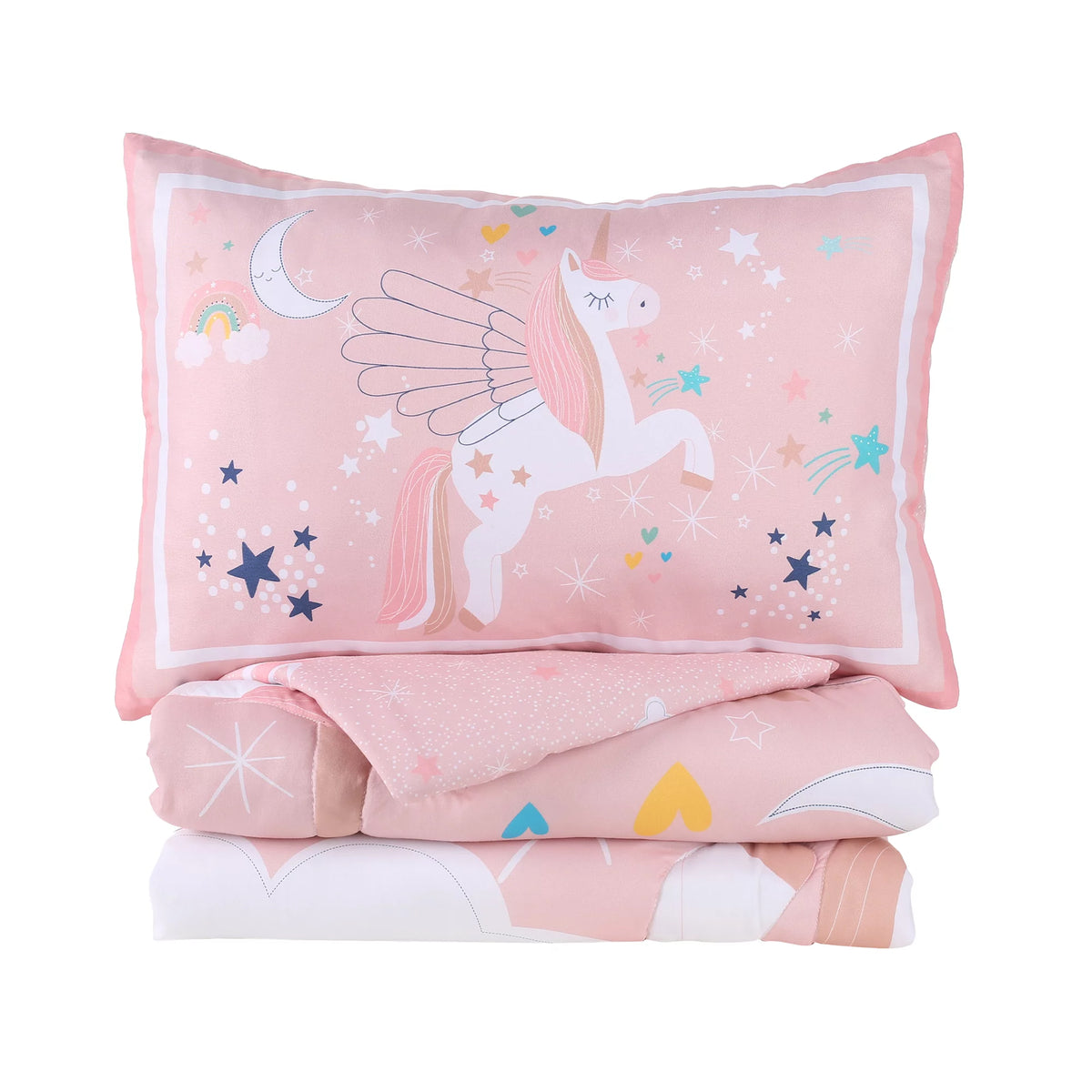 3-Piece Pink Unicorn Crib Bedding Set R781738