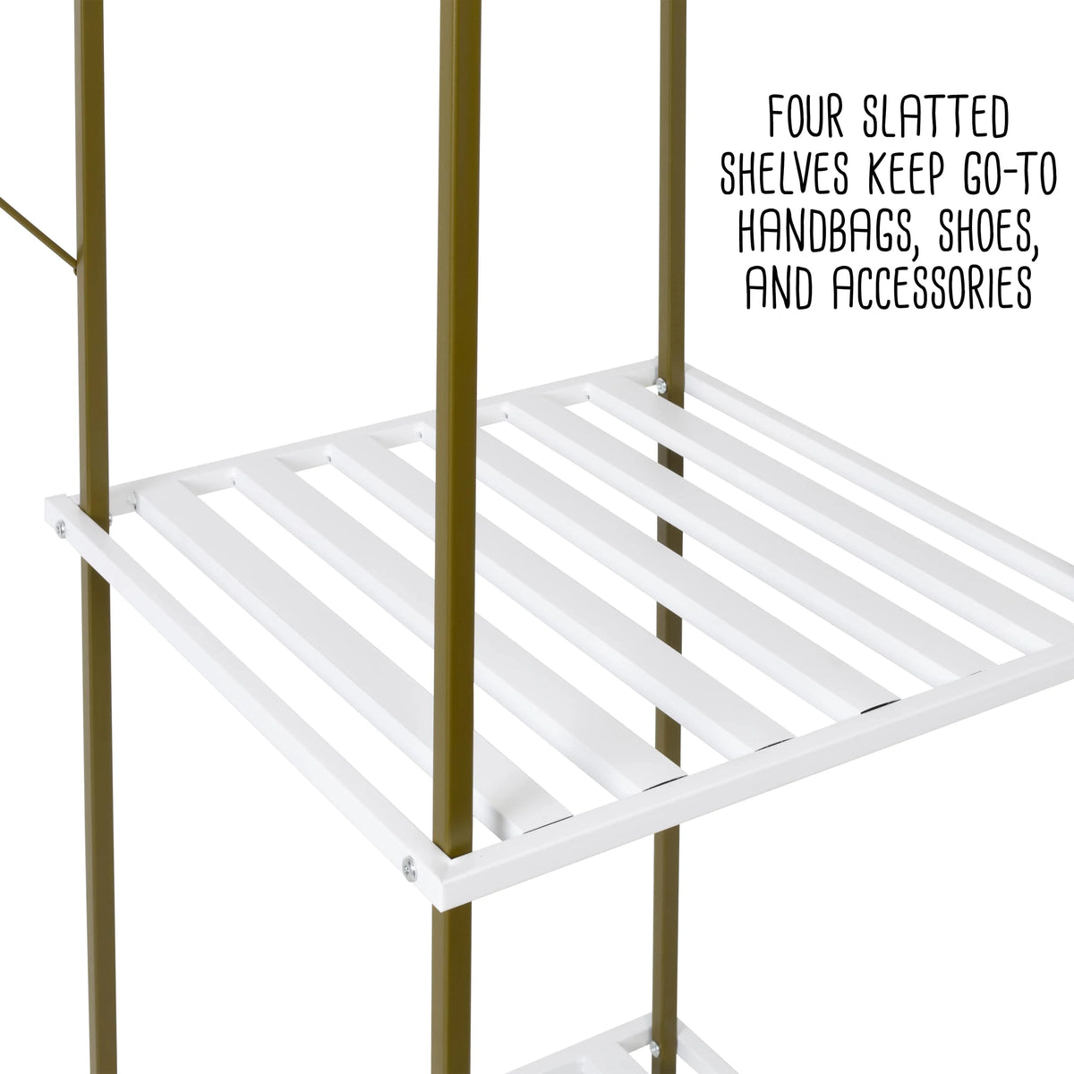 Freestanding Open Metal Closet Wardrobe with 4 Shelves V464048