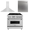 36 in. Gas Range, Range Hood, Dishwasher A2668