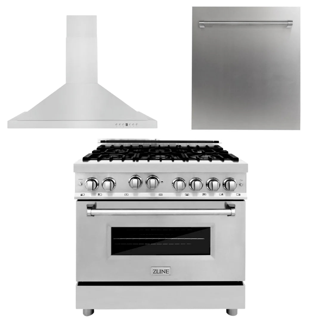 36 in. Gas Range, Range Hood, Dishwasher A2668
