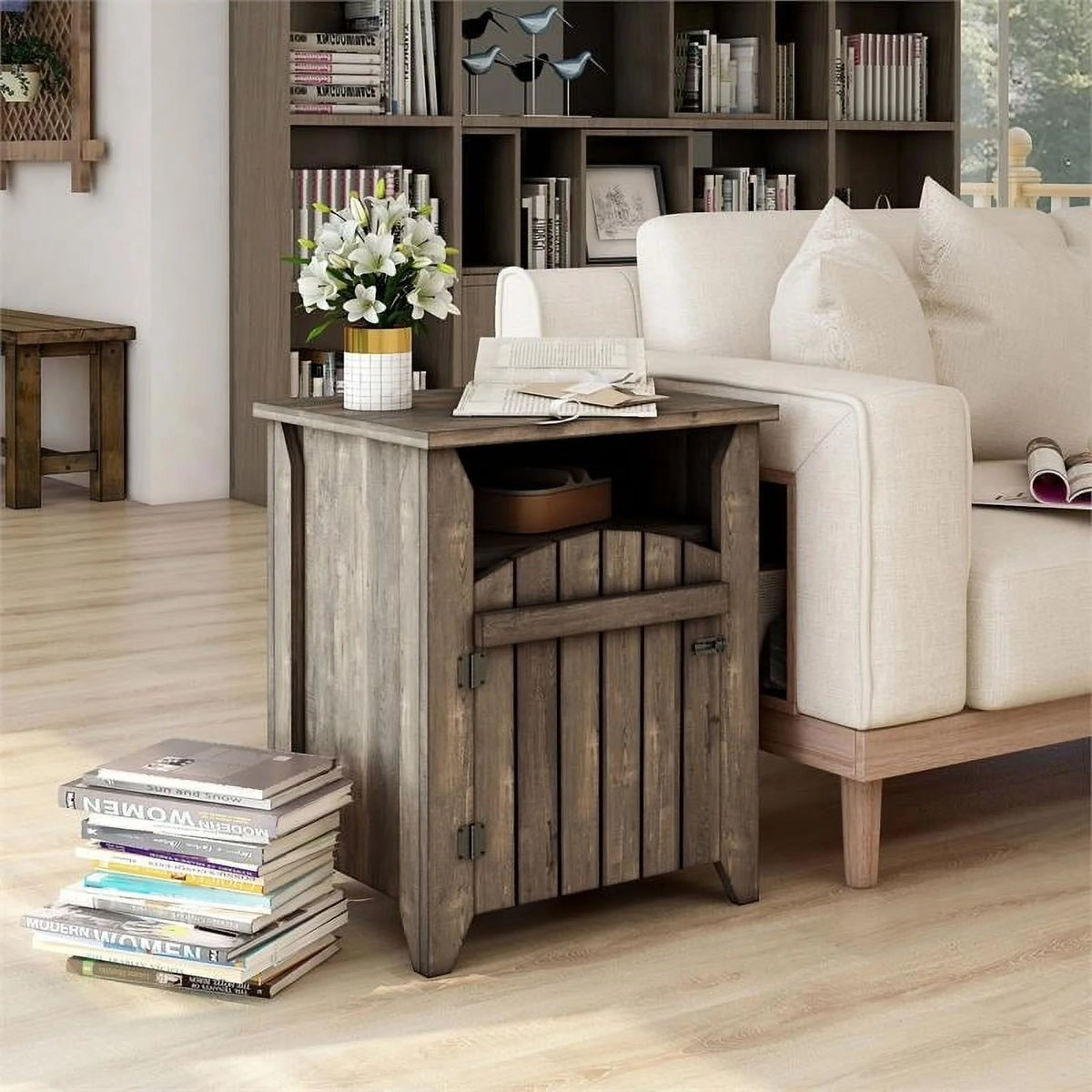 Oak Wood Storage Coffee Table and End Table Set O307