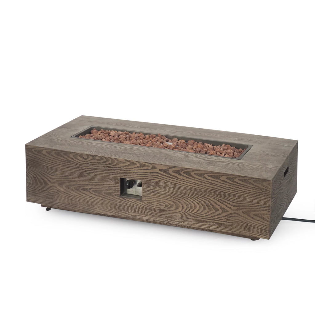 Lightweight Concrete Outdoor 50,000 BTU Rectangular Fire Pit B378