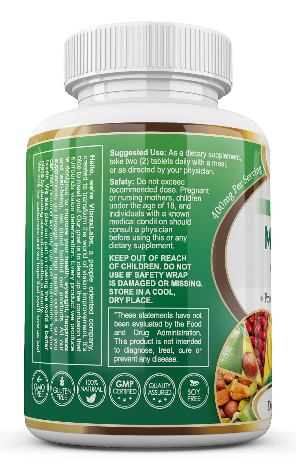 Magnesium Glycinate Supplement 400mg 120 Tablets I37114