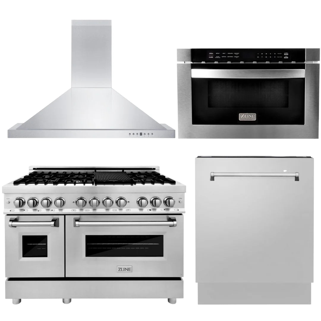 48 Range, Range Hood, Microwave, Dishwasher Appliance Set K253