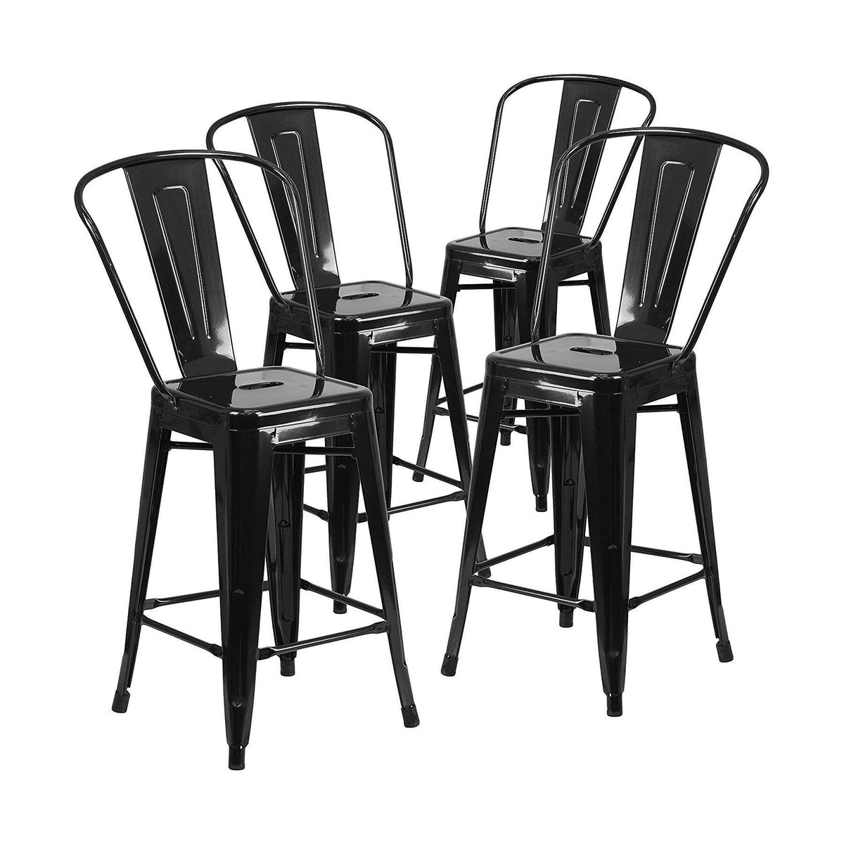 24 inch Indoor-Outdoor Counter Height Stool Set of 4 Black B777
