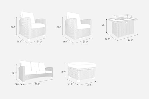 4 Piece Wicker Patio Furniture Set with Fire Pit Table D949