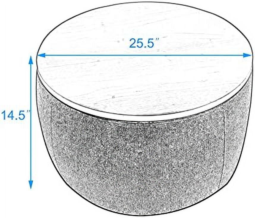 Light Gray Round Ottoman with Reversible Lid Tray U2557