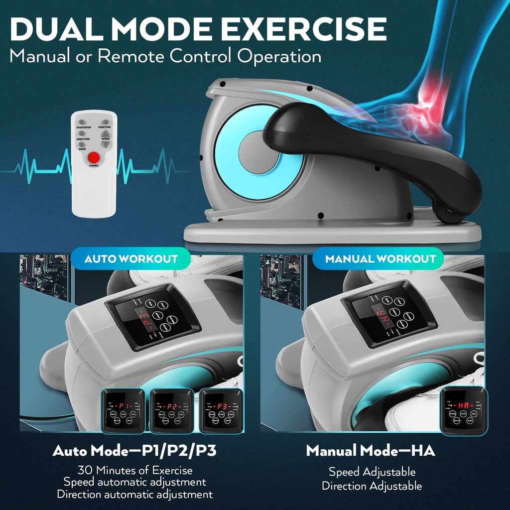 Under Desk Elliptical Machine, Mini Seated Elliptical with 5 Adjustable Speed, Gray Q678