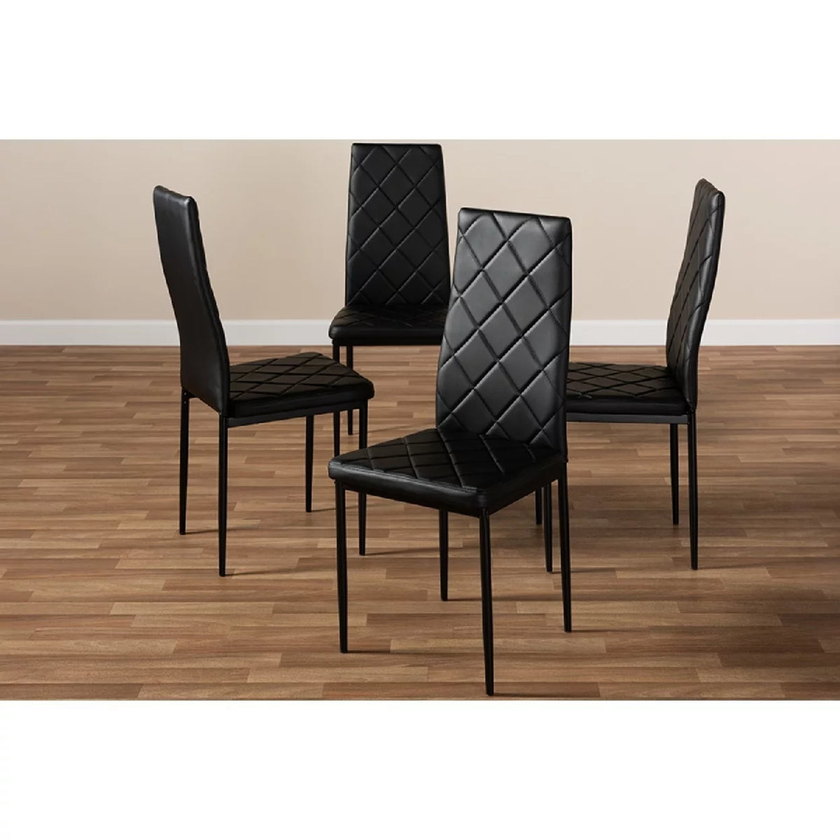Black Faux Leather Upholstered Dining Chair Set of 4 B6124