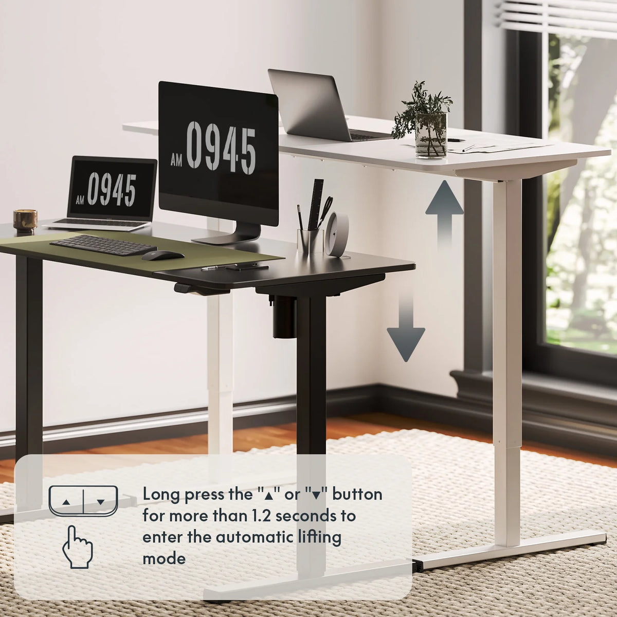 40"X24" White Height Adjustable Standing Desk K4765