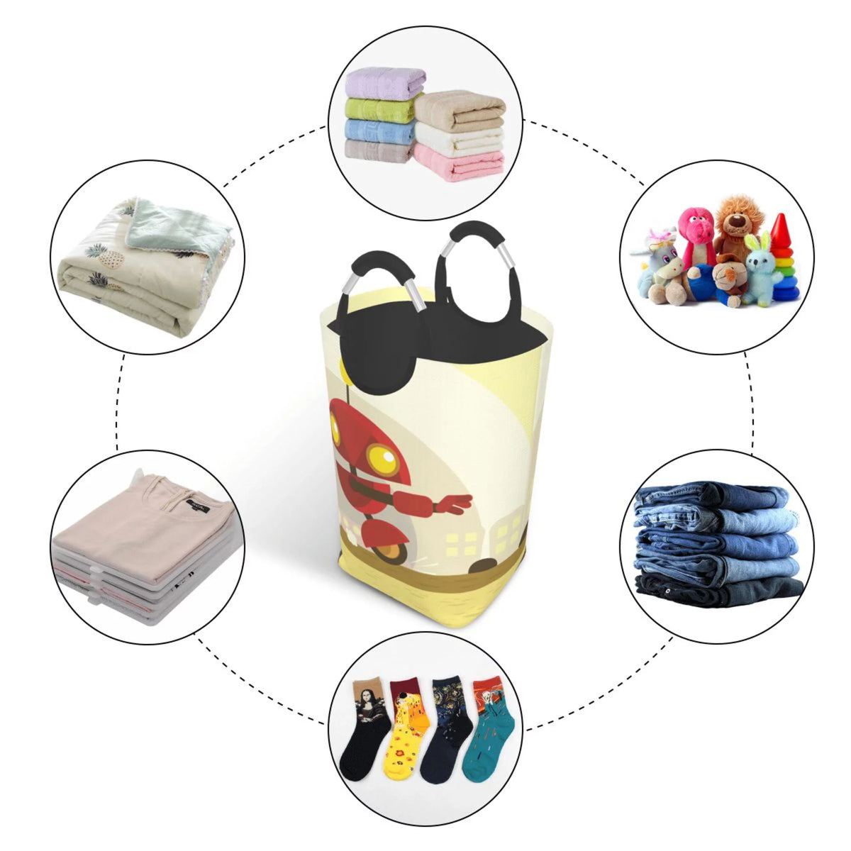 50L Rectangular Waterproof Foldable Laundry Hamper J8384
