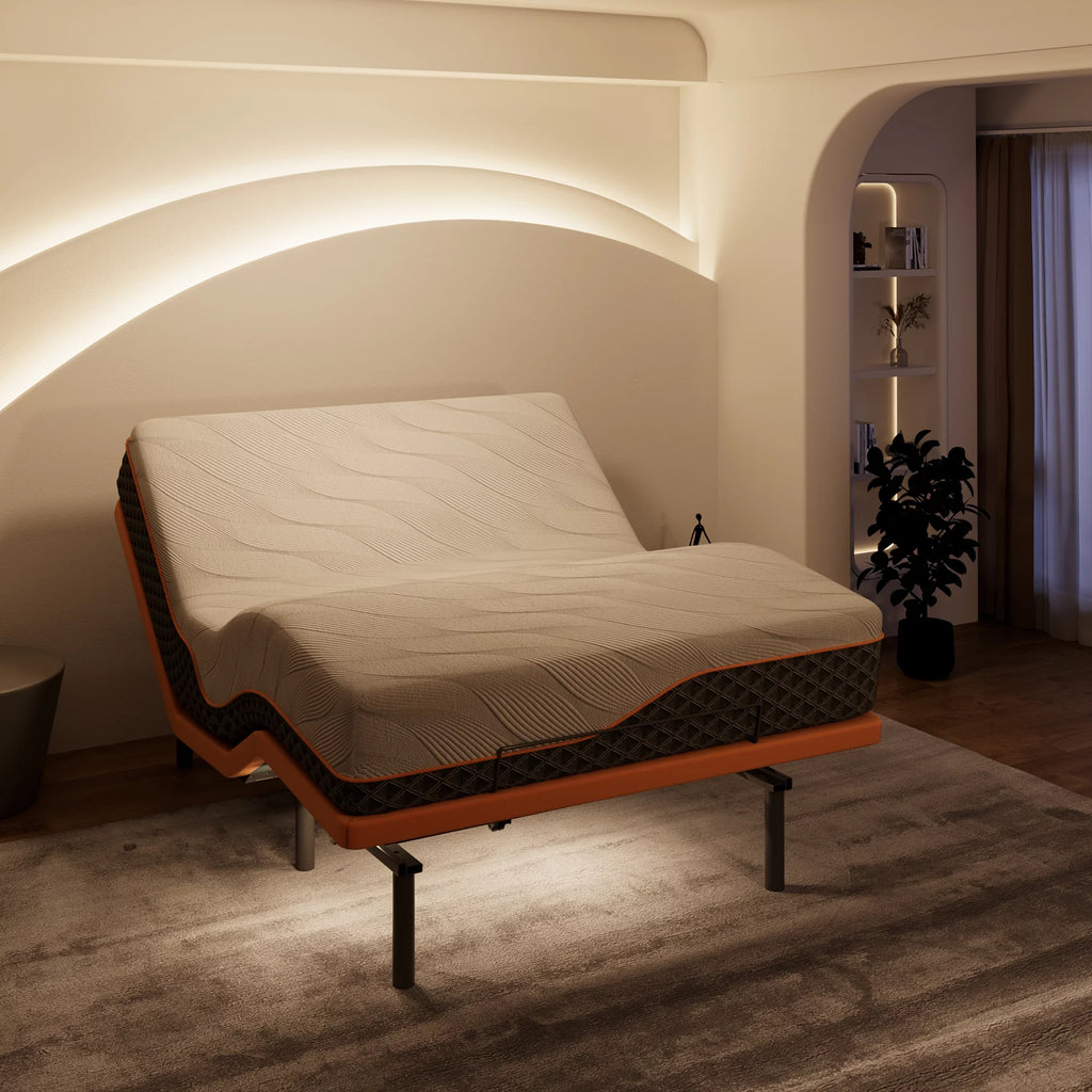 Queen Adjustable Bed Frame with 14 inch Hybrid Memory Foam Mattress U53091