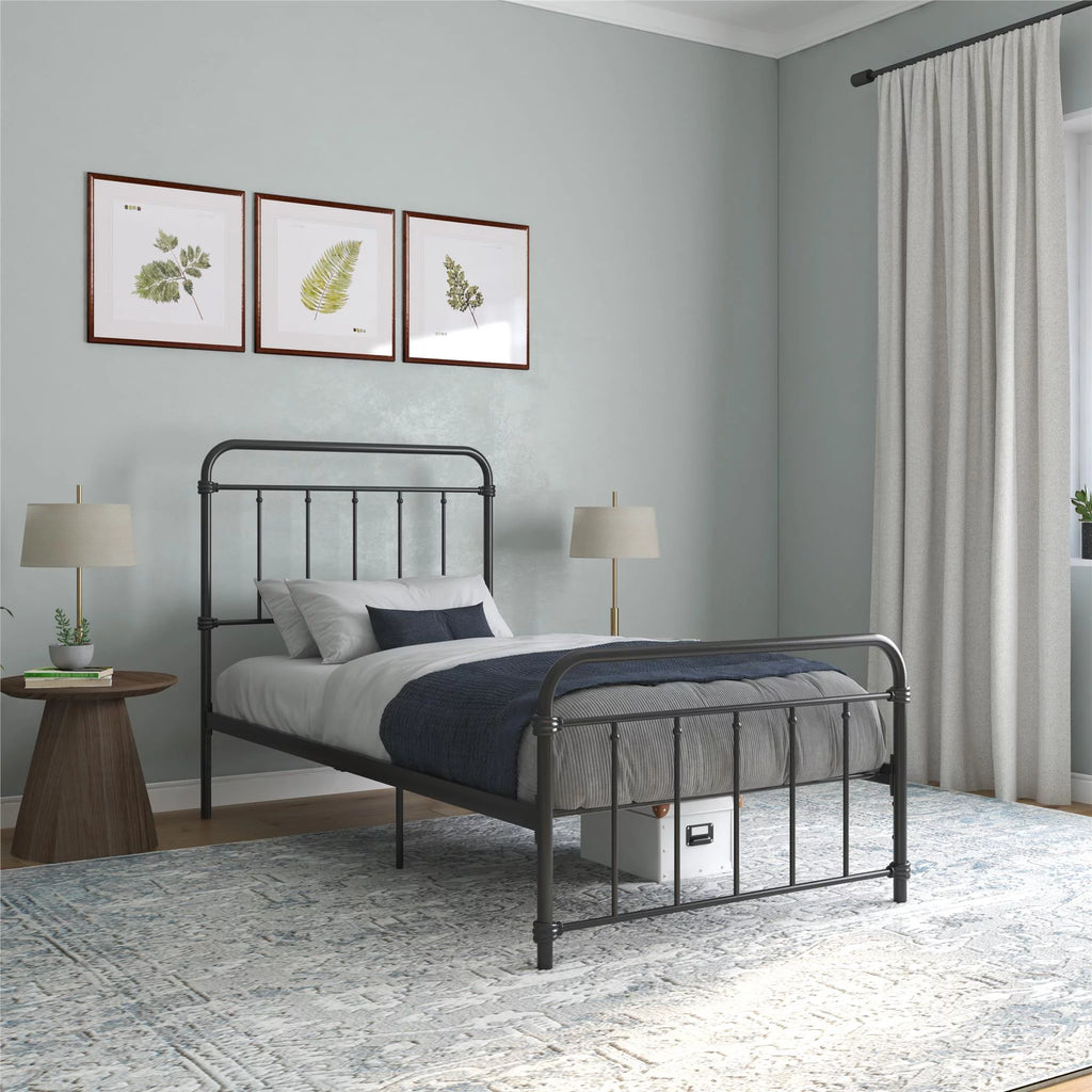 Black Twin Metal Platform Bed B736