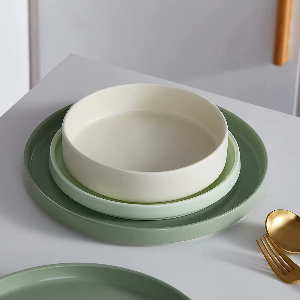 Porcelain Dish Set, 6 Pasta Bowls Service for 6, Cream R938