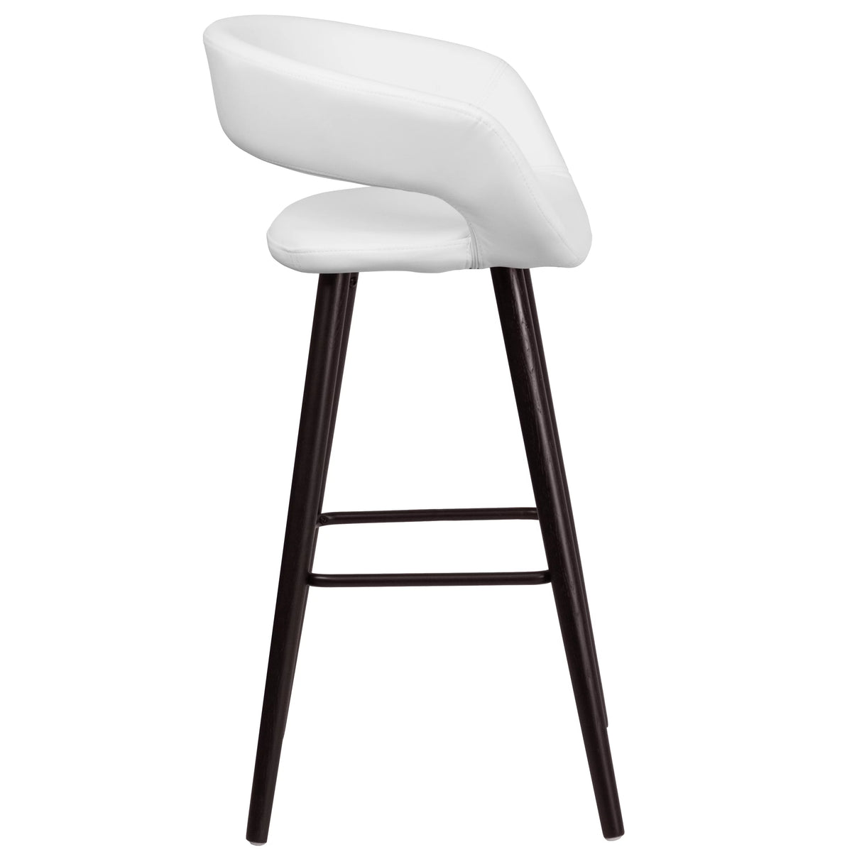 Cappuccino Wood Barstool with White Vinyl M69717
