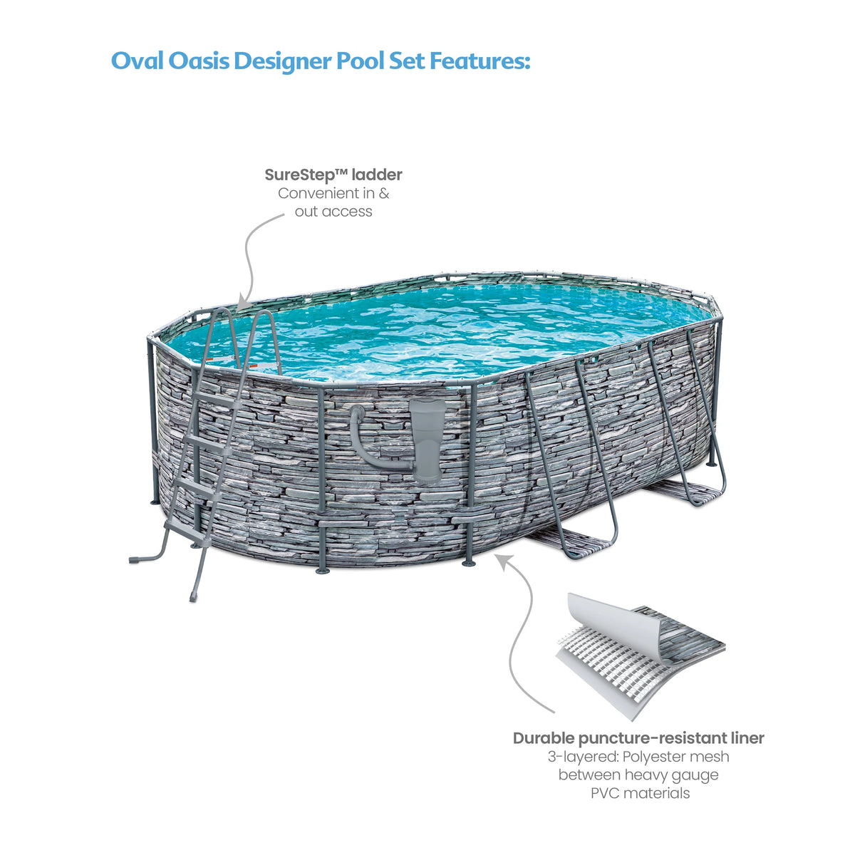 16 ft Oval Above Ground Frame Swimming Pool Q11483