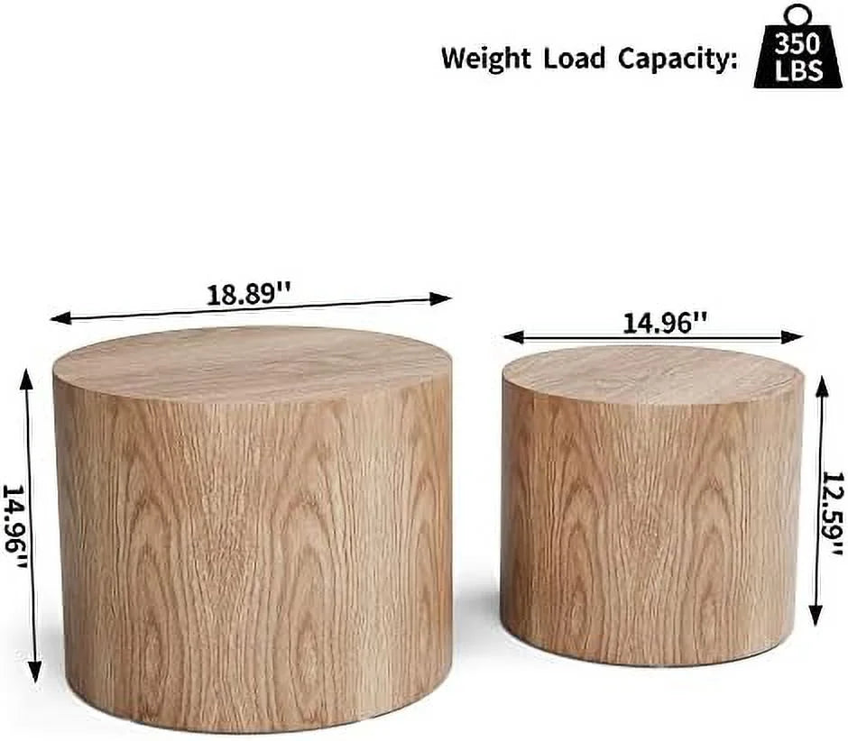 Nesting Coffee Table Set of 2 Modern Wooden Round G73616