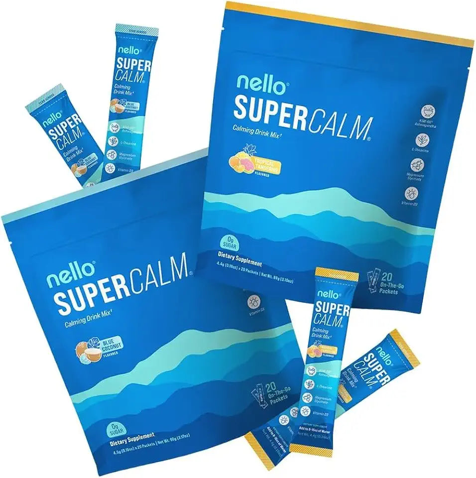 Blue Coconut Tropical Tangerine Ashwagandha Magnesium L-Theanine Drink Mix 2 x 20 Packets U2747