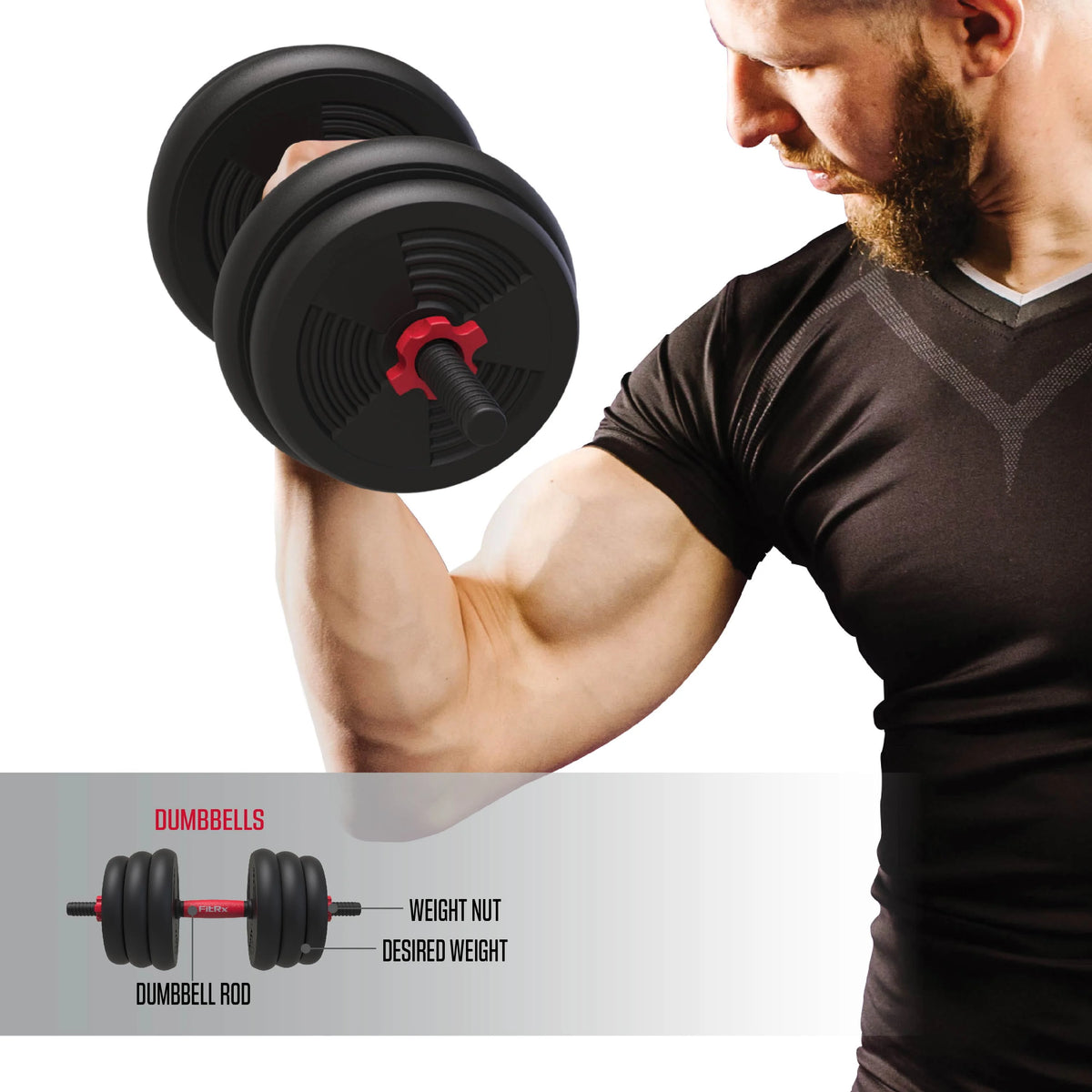 60 lbs Adjustable Dumbbell, Barbell, and Kettlebell Weight Set D1916