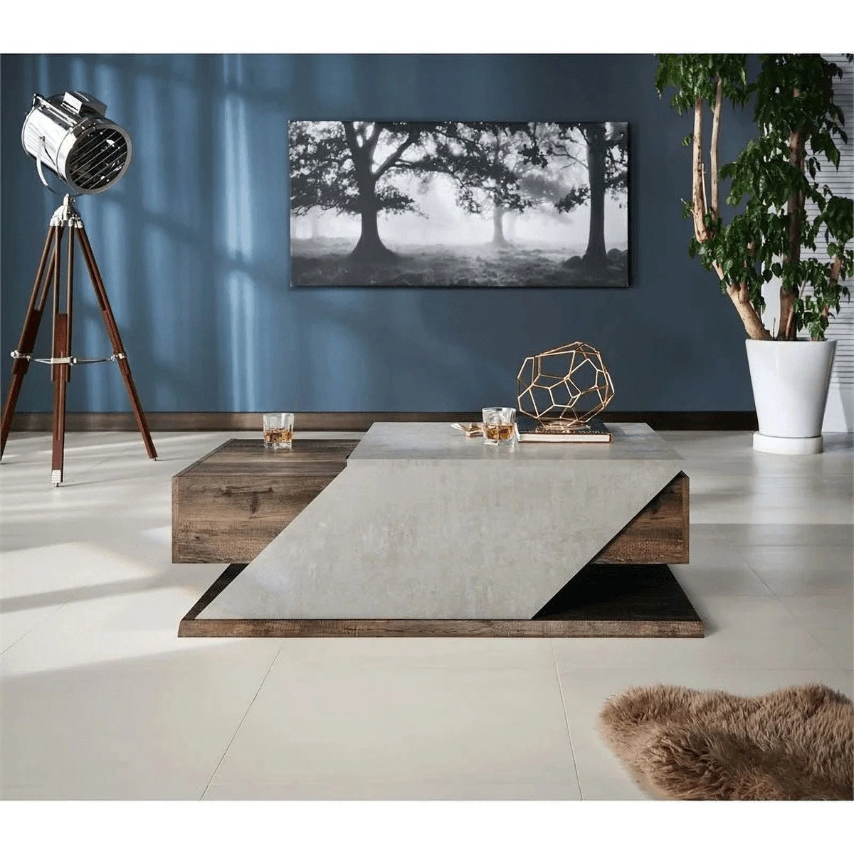 Oak Wood Storage Coffee Table and End Table Set O307