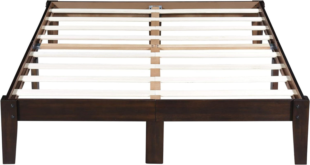 14 Inch Solid Wood Platform Bed Frame King Dark Brown H260710