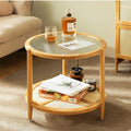 Round Wood Coffee Table with Storage Shelves N429282