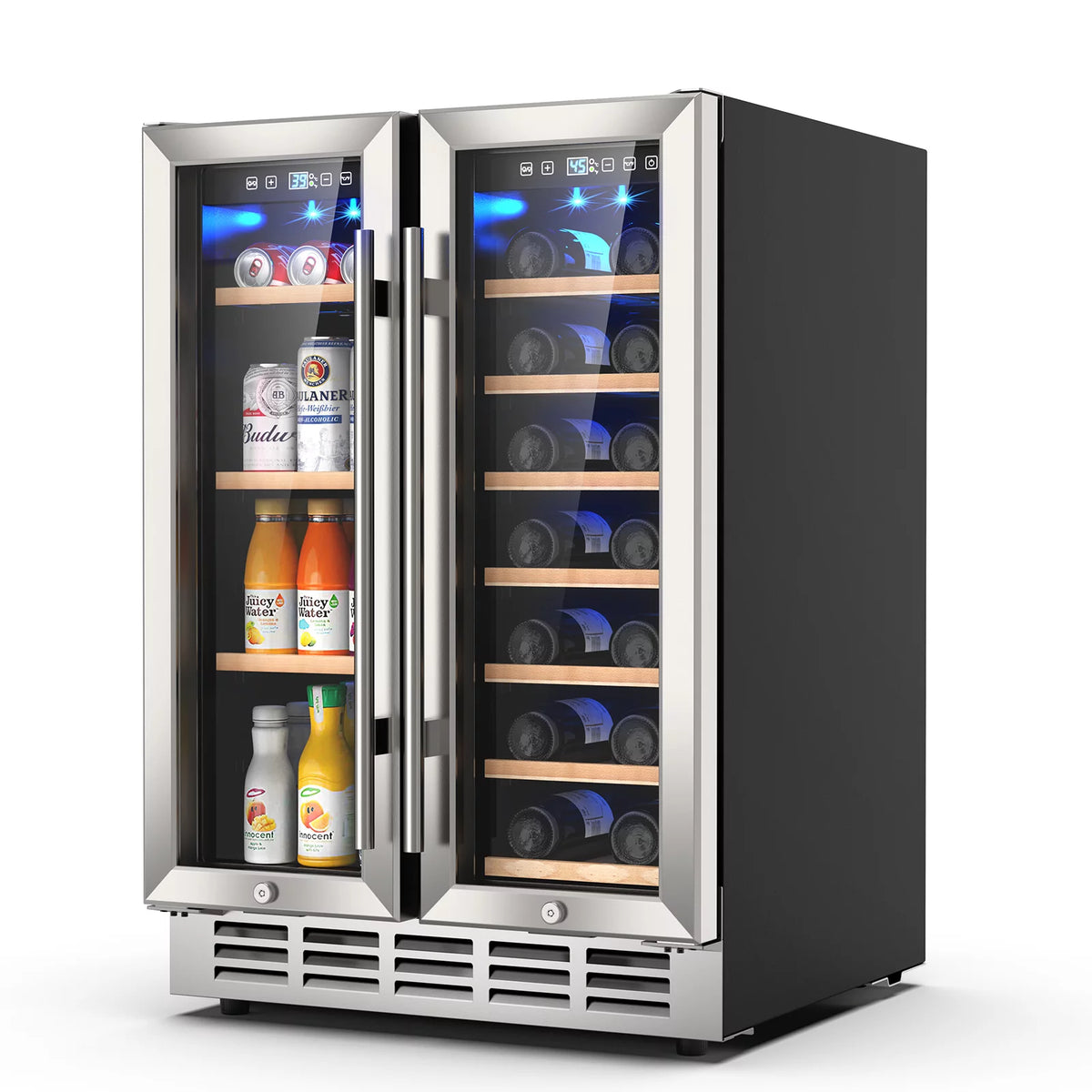 Beverage Refrigerator and Wine Cooler, Dual Zone 24 inch Built-in 20 Bottles 57 Cans K27026