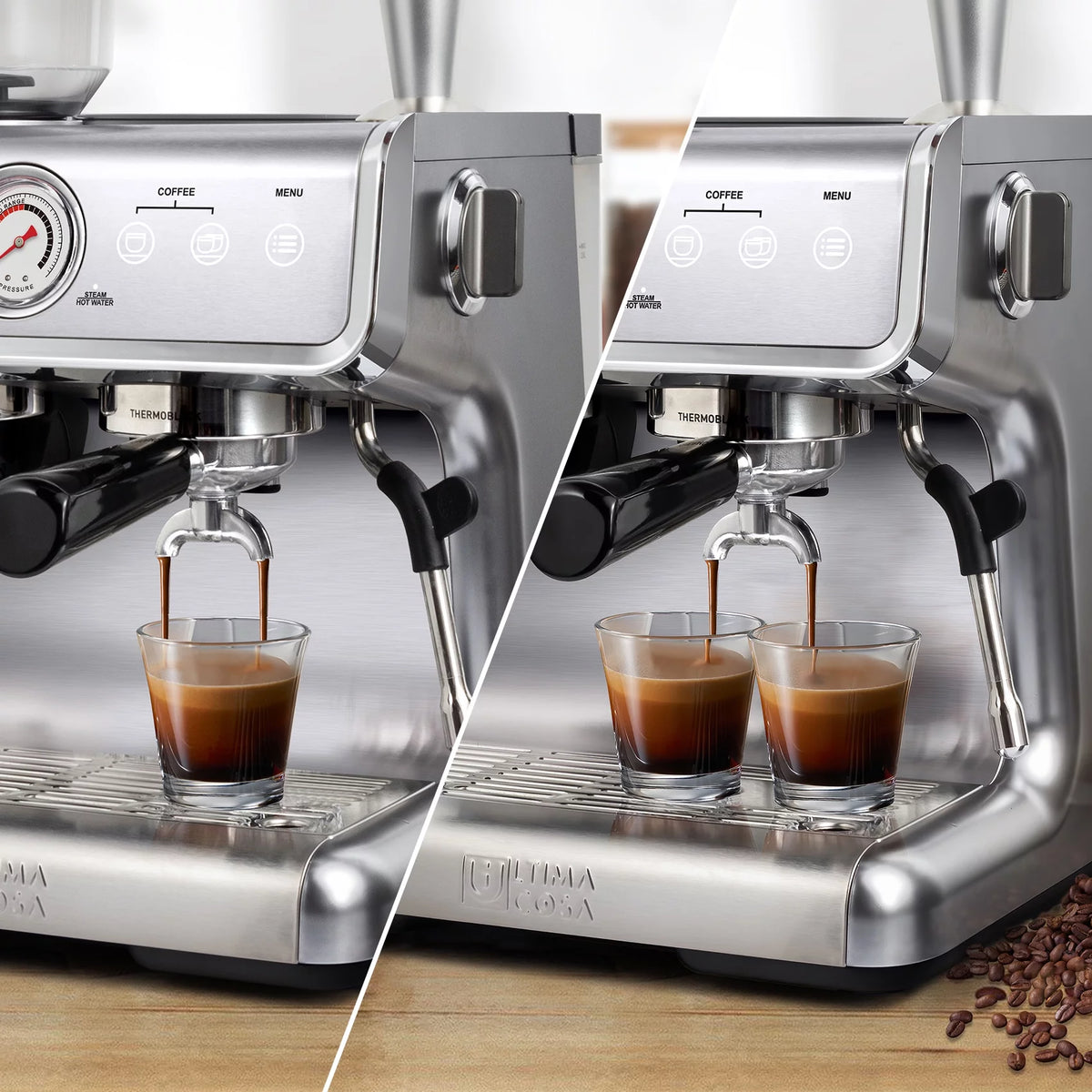 Semi-Automatic Espresso Machine Silver 2 Litre Water Tank U68635