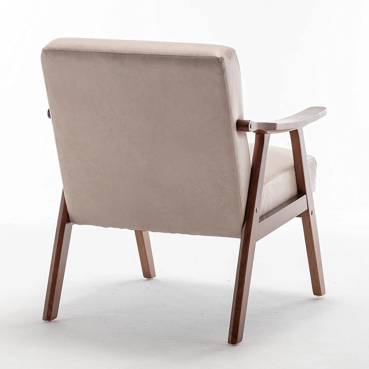 Light Camel Microfiber Accent Chair with Solid Wood Frame F8978