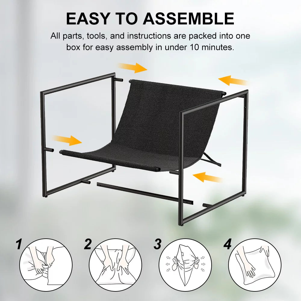 Black Sling Accent Chair Set of 2 V1429
