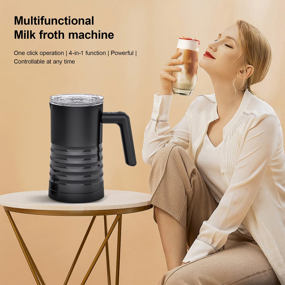 Electric Milk Frother and Steamer 4 in 1, 400W Non-Stick 580ml Z130158
