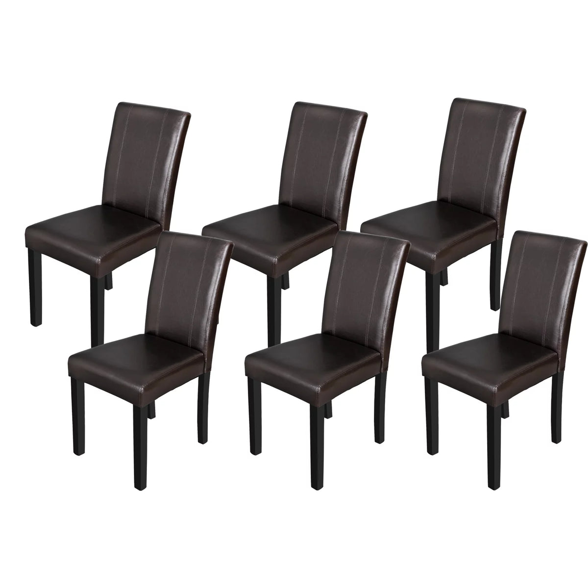 6 Pcs Brown Leather Dining Chair F71739