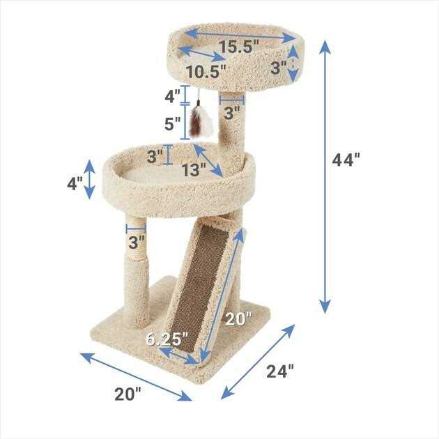 44-in Real Carpet Cat Tree with Replaceable Corrugate Scratcher N237100