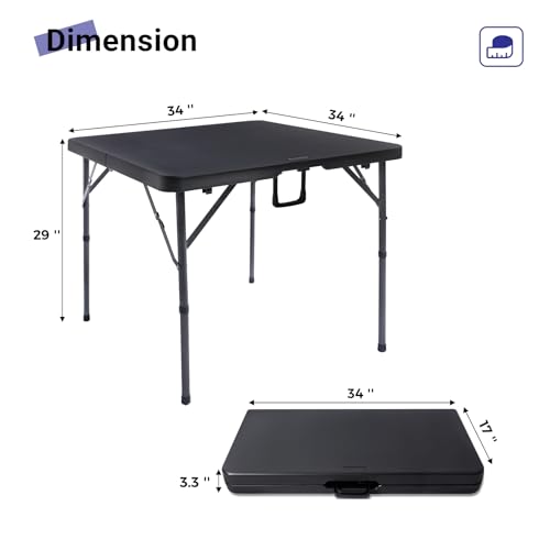 34" Black Folding HDPE Table with Carrying Handle M575752