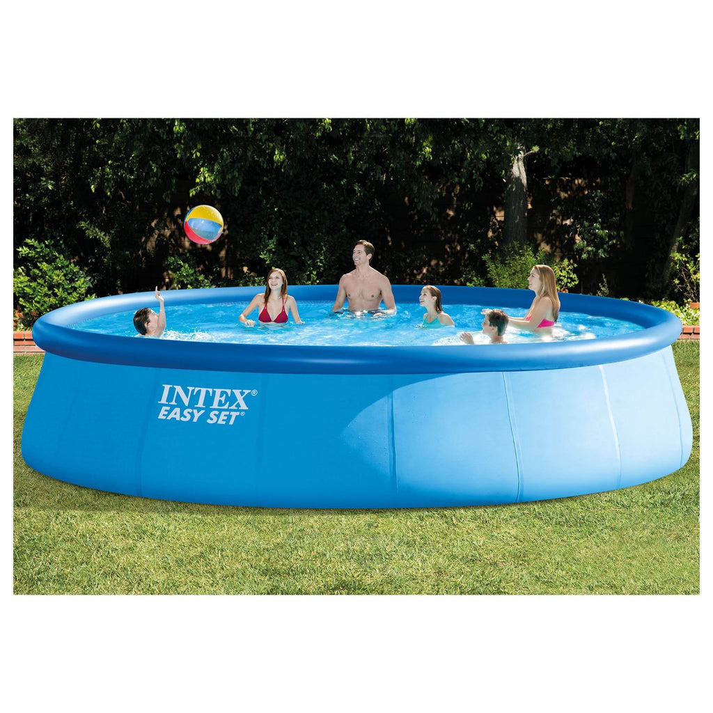 48in x 18ft Inflatable Round Metal Frame Above Ground Pool with Ladder, Pump & Cover W1187